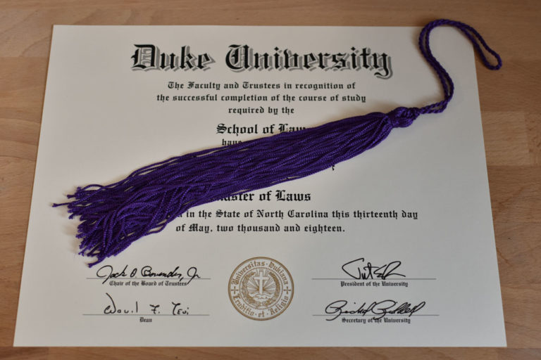 Diploma der Duke University