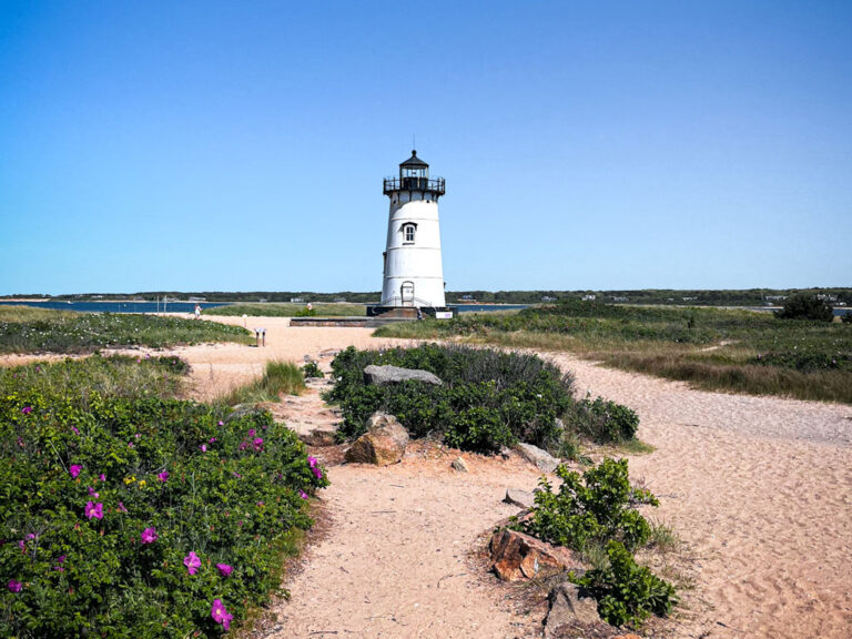 Leuchtturm in Edgartown auf Martha’s Vineyard an der Küste von Cape Cod
