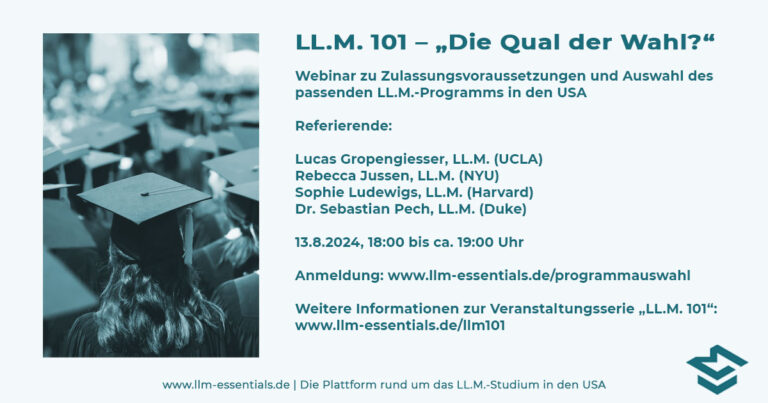 LL.M. 101 – Webinar „Die Qual der Wahl?“ am 13.8.2024