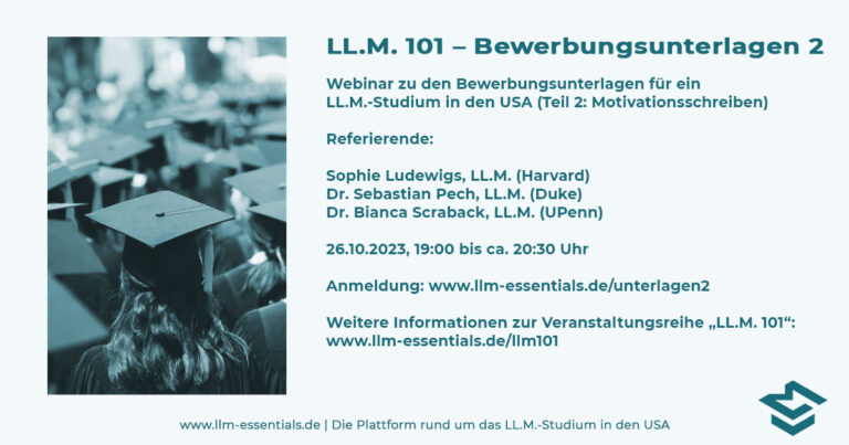LL.M. 101 – Webinar „Bewerbungsunterlagen 2“ am 26.10.23